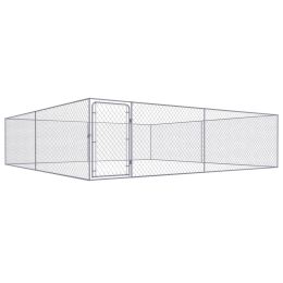 Outdoor Dog Kennel Galvanized Steel 13.1'x13.1'x3.3'