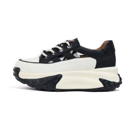 Women's Fashion Retro Versatile Thick-soled Hollow Sneakers (Option: Black-35)