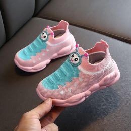 Boys And Girls Mesh Breathable Sports Soft Sole Shoes (Option: Pink-26)