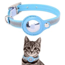 Pet Training Accessories Custom Mascot Necklace Protective Sleeve Cat Apple Airtag Tracker Collar (Color: Blue)