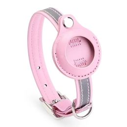 Pet Training Accessories Custom Mascot Necklace Protective Sleeve Cat Apple Airtag Tracker Collar (Color: Pink)