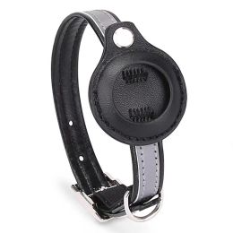 Pet Training Accessories Custom Mascot Necklace Protective Sleeve Cat Apple Airtag Tracker Collar (Color: Black)