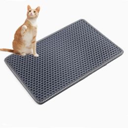 Indoor And Outdoor Easy Clean Double Layer Mats Cat Litter Mat (Color: Gray)