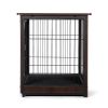 Indoor Dog Crate, Sofa Side End Table, 2-Tier Wooden Pet Cage with Removable Tray, Walnut