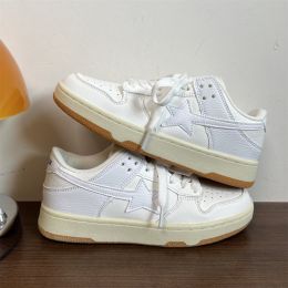 Mens Fashion Casual Retro Low Top Flat Bottom Sneakers (Option: White-36)